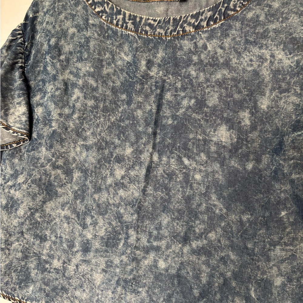 Chelsea & Violet Washed Blue Ruffle Blouse - Picture 2 of 6